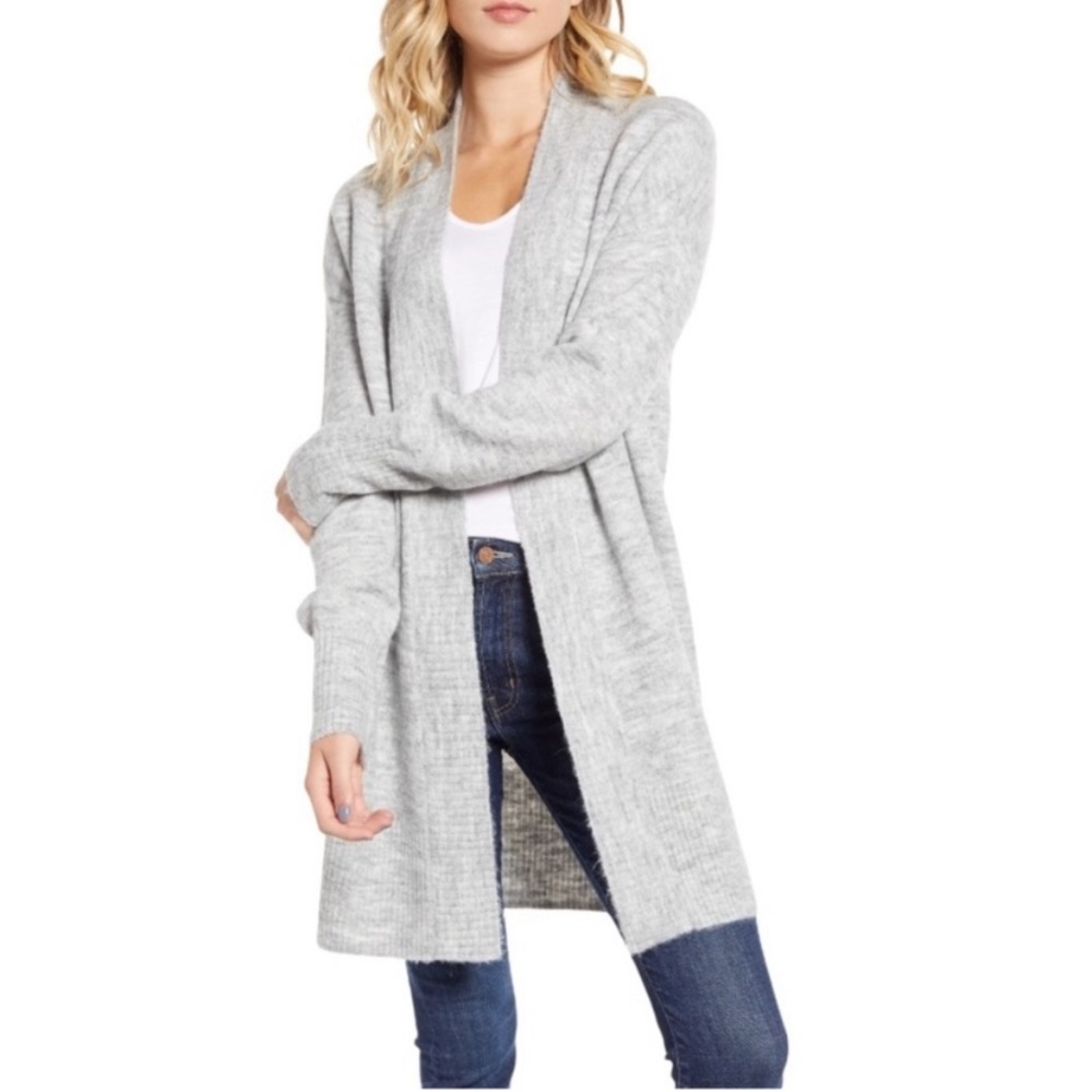 Chelsea 28 Cardigan XXS Grey Alpaca Blend Open Long Heavy Knit Boho Mature